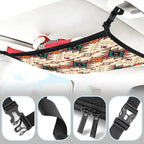 Aztec-Style Car Storage Mesh Organizer Ceiling Cargo Net Double-Layer Adjustable Zipper Truck SUVs Travel Road Trip Essentials etc. Interior Organizer