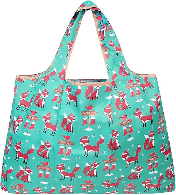allydrew Large Foldable Tote Nylon Reusable Grocery Bags, 6 Pack