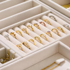 Velvet Jewelry Drawer Organizer Trays – 4-Layer Stackable Jewelry Storage Inserts Set, Beige Jewelry Tray Set for Earrings, R