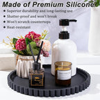 HighHerz Silicone Bathroom Countertop and Vanity Tray-10 Inch Round Silicone Bathroom Tray, Modern Bathroom Decor, Coffee Tab