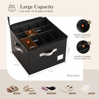 Criusia Shoe Organizer for Closet, Foldable Shoe Storage Organizer with Clear Cover and Sturdy Handles, Fit 12-16 Pairs, Clos