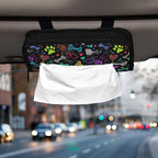 Car Tissue Holder Car Visor Organizer Tissue Box Holder for Car Sun Visor Organizer with Car Vehicle Accessories Essentials Interior for Women Men Black Art Paw Print and Hearts