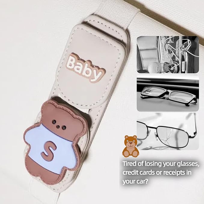 Car Sunglasses Holder Eyeglass Clip with Sun Visor Storage for Cards Magnetic Eyewear Clamp Car Decor