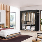 LOKEME Wardrobe Closet,Portable Closet for Bedroom Steel Pipe Diameter 19mm Strong and Sturdy Black Portable Closets for Hang