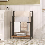 HOOBRO Free Standing Towel Rack, 3 Tier Blanket Rack, Blanket Holder for Bathroom, 23.6" L x 11" W x 31.9" H, Industrial Meta