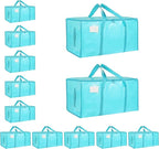 12 Pack Extra Large Heavy Duty Moving Bags - Waterproof Storage Totes with Handles & Zippers, Foldable for College Dorm