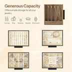 HOOBRO Jewelry Box for Women, Wooden Jewelry Organizer with Transparent Window, 4-Layer Jewelry Organizer Box, Jewelry Holder