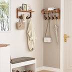 Evermagin 35" Coat Rack Wall Mount with Shelf, 4 in 1 Wall Mounted Coat and Key Hanger with 13 Hooks, Entryway Key Holder wit