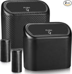 Accmor Car Trash Can with Lid, 2 Pack Mini Vehicle Trash Bin, Small Car Dustbin Garbage Organizer Holder with 2 Roll Trash Bag, Portable Hanging Leakproof Auto Storage Bag Container