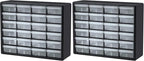 Akro-Mils 24-Drawer Plastic Storage Cabinet | 20" W x 6" D x 16" H | Black | Model 10124 | Garage Organization