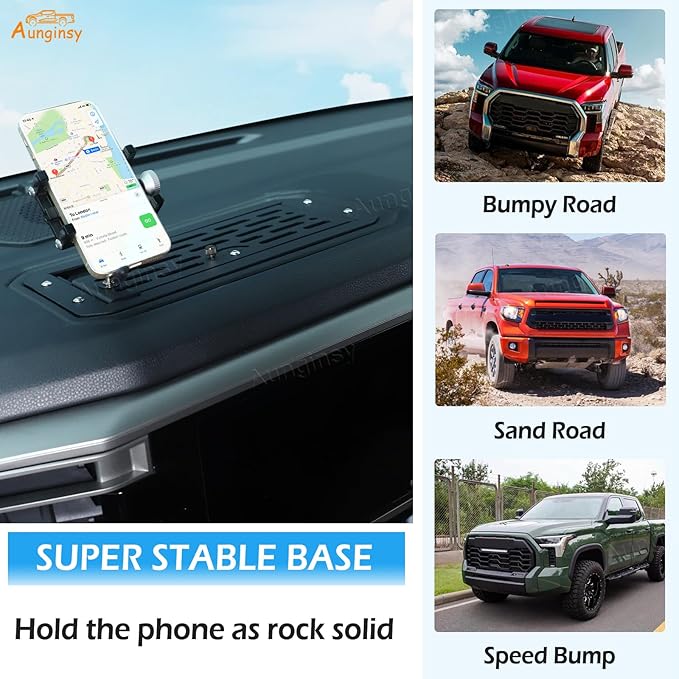Aunginsy Center Console Dash Storage Organizer Tray Compatible with Toyota Tundra/Sequoia 2022-2026, Car Dashboard Multi-Functional Phone Holder Storage Box Insert with Mobile Phone Mount Accessories