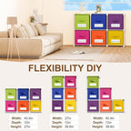 Geelin 6 Cube Toys Storage Organizer with Fabric Bins and Labels, 11 Inch Collapsible Cubby Storage Drawers Colorful Dresser 
