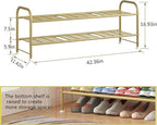 LINZINAR Shoe Rack Long 2 Tier Shoe Storage Organizer Metal Wide Shoe Shelf for Closet Entryway Bedroom 18 Paris Large Capaci