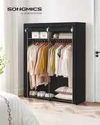 SONGMICS Closet Wardrobe, Portable Closet for Bedroom, Clothes Rail with Non-Woven Fabric Cover, Clothes Storage Organizer, 5