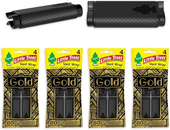LITTLE TREES Car Air Freshener | Vent Wrap Provides Long Lasting Scent, Invisibly Fresh | 16 Air Fresheners | Gold