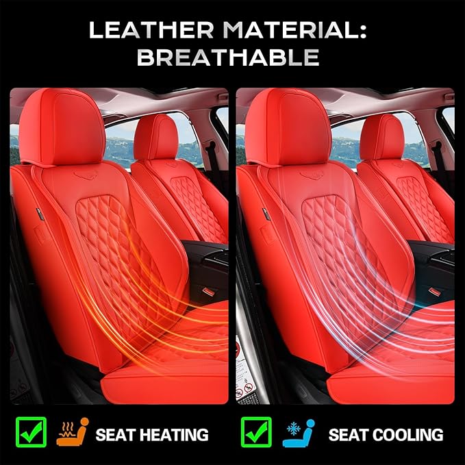 Coverado Full Set Car Seat Covers, 5-Seat Universal Faux Leather Waterproof Seat Covers, Front & Back Car Seat Protectors, Re