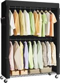 SONGMICS Heavy-Duty Rolling Clothes Rack, Garment Rack, Portable Closet on Wheels, with Adjustable Mesh Shelves and Hanging R