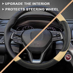 GIANT PANDA Microfiber Leather Steering Wheel Cover for Honda Accord,Civic,CR-V,HR-V,Pilot(Diamond-Pattern-Black+Beige-Standa