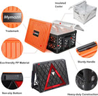 Mymazn Trunk Crate Organizer with Cooler for Car, Collapsible Plastic Trunk Lid Organizer Box for Travel, Groceries, Sports,