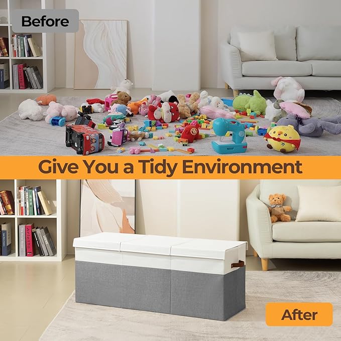 Extra Large Toy Box,150L Foldable Sturdy Toy Storage with Lid, 40"x14"x16" Kids Storage Organizer, Toy Chest for Boys&Girls,f