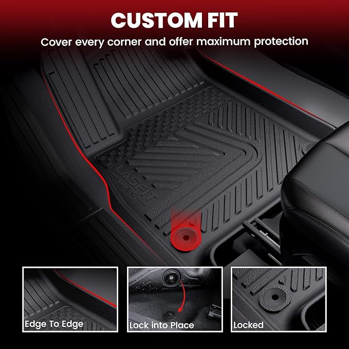 LASFIT Floor Mats&Trunk Mat&Backrest Mat for Rivian R1S 2024 2023 2022, TPE All Weather Floor Mats Custom Fit Floor Liner&Cargo Mat for R1S 2022-2024 Full Set Car Mats and Cargo Liner