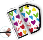 Kids Seat Belt Cover & Neck Protector - Soft Breathable Car Seat Belt Cushion for Children, Universal Fit, Hypoallergenic Travel Accessory, Colorful Heart