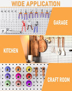 INCLY 60 Pack 2/4/6 Inch Black Pegboard Hooks, 1/4" Heavy Duty Peg Board Shelving Hooks Accessories, Peg Board Tool Hangers F