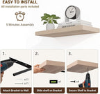 32 Inch Floating Shelves, 3D Textured Wood Grain, 32"x9.25"x1.5" Inch Deep Floating Shelves for Wall, Wooden Shelves for Bath