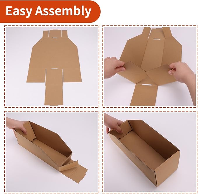 ZBEIVAN Corrugated Cardboard Storage Bins,12x6x4.5inch, 35 Packs, Brown