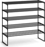 SONGMICS Shoe Rack, 5-Tier Shoe Organizer, Metal Storage Shelf, Upright or Upside Down, for 20-25 Pairs, Stackable, for Entry
