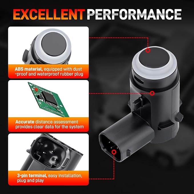 4PCS Parking Assist Sensor Compatible with 2009-2014 Ford F-150 & 2010-2014 Lincoln Mark LT, Replaces# 9L3Z-15K859-D, Rear PDC Reverse Backup Parking Aid Assist Sensor