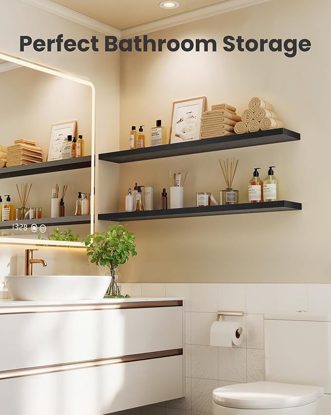 AMADA HOMEFURNISHING Floating Shelves, Wall Shelves for Living Room, Bedroom, Bathroom, Kitchen & Home Office Organization, B