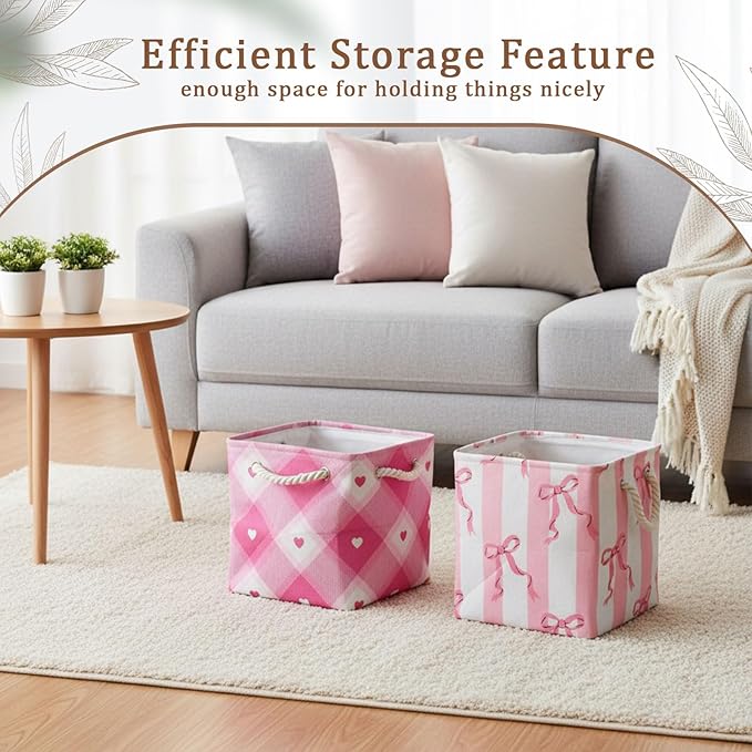 Geiserailie 6 Pcs 11 x 11 Inch Cube Storage Bins Fabric Storage Organizer Bins Foldable Cube Baskets with Sturdy Carry Handle