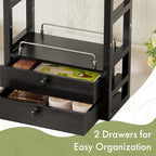 AmazerBath Bamboo Bathroom Countertop Organizer, 2-Tier Makeup Organizer with 2 Drawers, Vanity Organizer Storage Coffee Matc
