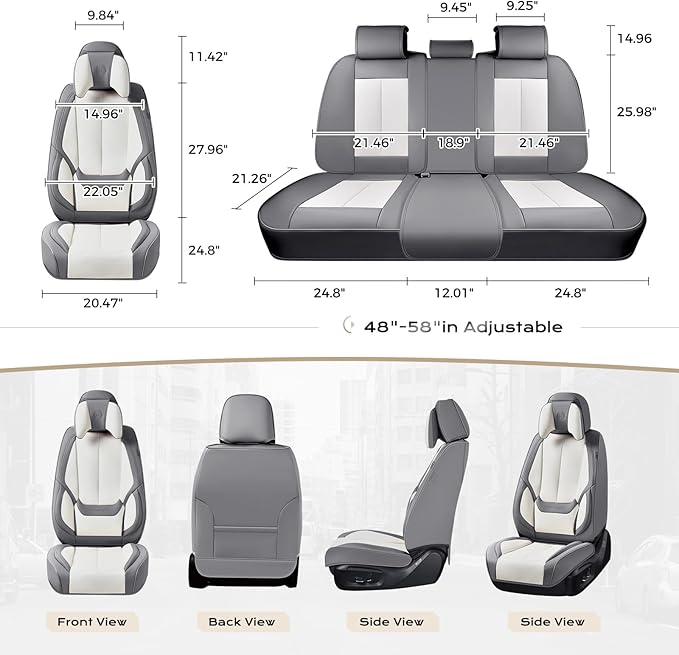 Coverado Seat Covers, Car Seat Covers Front Seats, Car Seat Cover, Car Seat Protector Waterproof, Seat Cushion Nappa Leather 