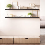 Ballucci Floating Shelves for Wall, 55 inch 2-Tier Black Shelf, Invisible Brackets, Wood Wall Shelf for Living Room, Bedroom,