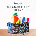 Extra Large Utility Tote Bag - Oversized Collapsible Reusable Wire Frame Rectangular Canvas Basket With Two Exterior Pockets For Beach, Pool, Laundry, Car Trunk, Storage - Whale