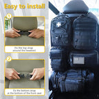 Universal Tactical Car Seat Back Organizer Bag Tactical Molle Vehicle Organizers Panel Vehicle Protector Organizers with 5 Detachable Pouches for Car (Upgraded B black)