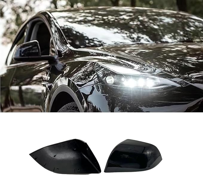 Compatible with Tesla Model 3 Side Mirror Cover Replacement 2017 2018 2019 2020 2021 2022 2023 2024 2025, Left Side Rearview Mirror Cover Cap for Model 3 Accessories(Black)