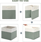 FinishingBo 13 x 13 Inch Fine Linen Storage Bins with Handles，Fabric Cube Boxs，Basket Organizers for Shelves for Home, Closet