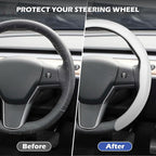 Frani Nappa Leather Steering Wheel Cover,Universal Fit 15 Inch-Premium Non-Slip Breathable Comfort Grip for Cars Trucks SUVs,Anti-Slip Durable Interior Upgrade White