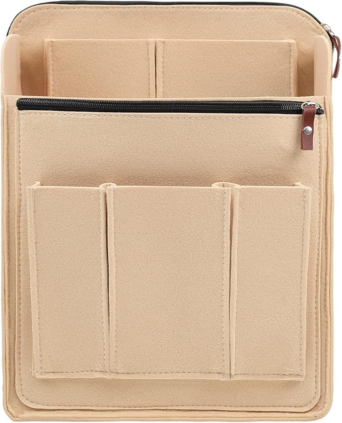 Surblue Felt Backpack Organizer Insert for Travel Rucksack and Daypack, Bag Insert Liner Pocket with Zipper, Large Capacity D