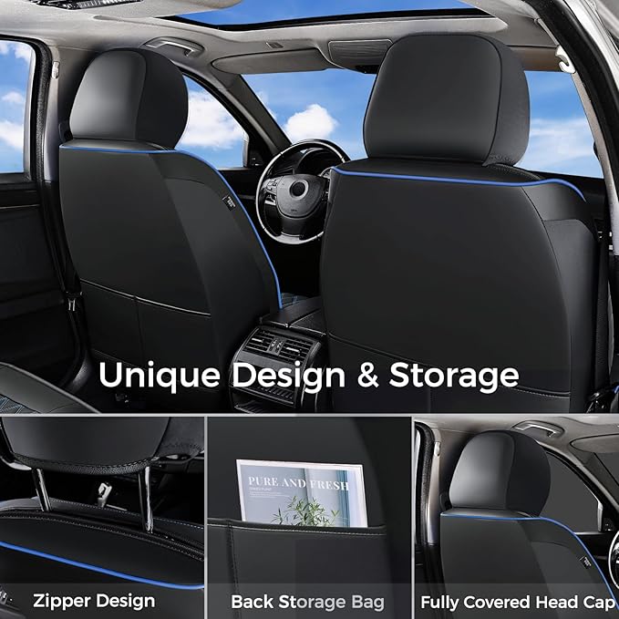 Huidasource Car Seat Covers Front Seats, Leather Front Seat Covers, Truck Seat Covers Universal Fit Front Seat, Airbag Compat