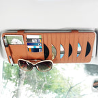 alpmosn Sun Visor CD Case Holder for Car - Multi-Function Visor Organizer with CD/DVD Storage, Eyeglass Clip, Card Slots & Pen Holder, Durable Leather Car Accessories (Orange)