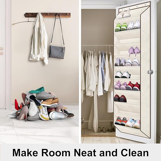 SLEEPING LAMB Shoe Rack for Door, Kids Door Shoe Organizer for Closet hanger, Narrow Hanging Sneaker Storage with Large Deep 