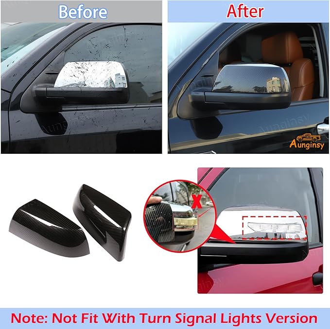 Car Door Rear View Mirror Cover Trim Compatible with Toyota Tundra 2007-2021 Sequoia 2008-2020 Exterior Rearview Mirror Housing Cap Protector Accessories, Only Fit Without Turn Signal Lights Version