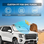 for GMC Yukon/Yukon XL 2021-2025 2026 Windshield Sun Shade - 4 Layers Car Sunshades for Front Windows Shade Cover Custom Fit Yukon Sun Visor 250T Retractable Shade Blocks UV Rays Car Accessories