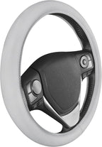 BDK Ultra Soft Gray Steering Wheel Cover, Unisex Car Accessories Non-Slip Comfy Soft Grip Faux Leather Auto Steering Wheel Cover for Cars Trucks Vans SUVs - Fits Standard 15" Inch Steering Wheels