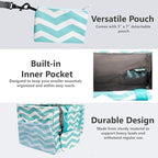 Extra Large Utility Tote Bag - Oversized Collapsible Tote with Wire Frame, Durable Reusable for Beach, Groceries, Laundry, Car Trunk, Storage and Travel - Includes 5x7 Bag with Hook - Chevron Teal