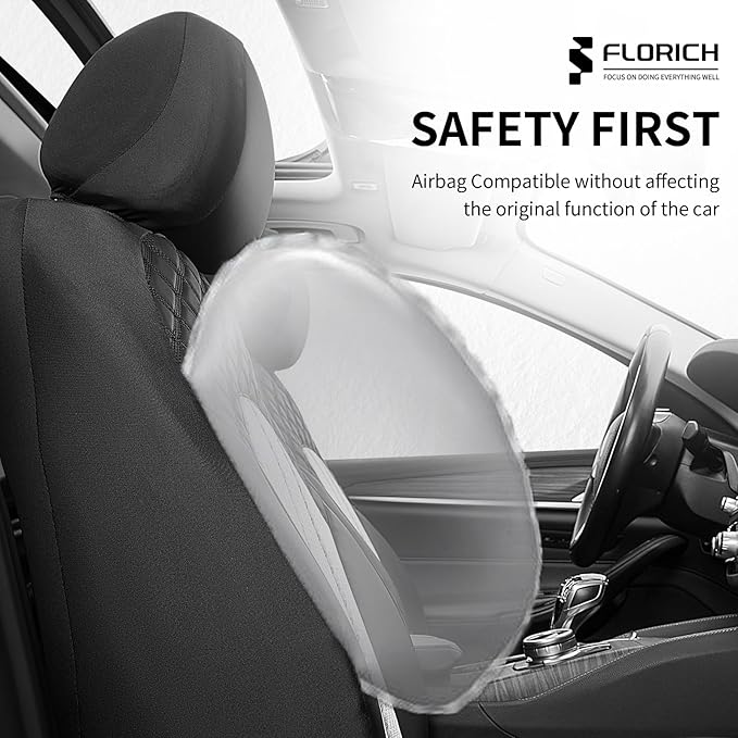 FLORICH Automotive Car Seat Cover Full Set Air Mesh Leather Car Seat Covers 5 Seats Car Protector Cushion Cars Interior Acces